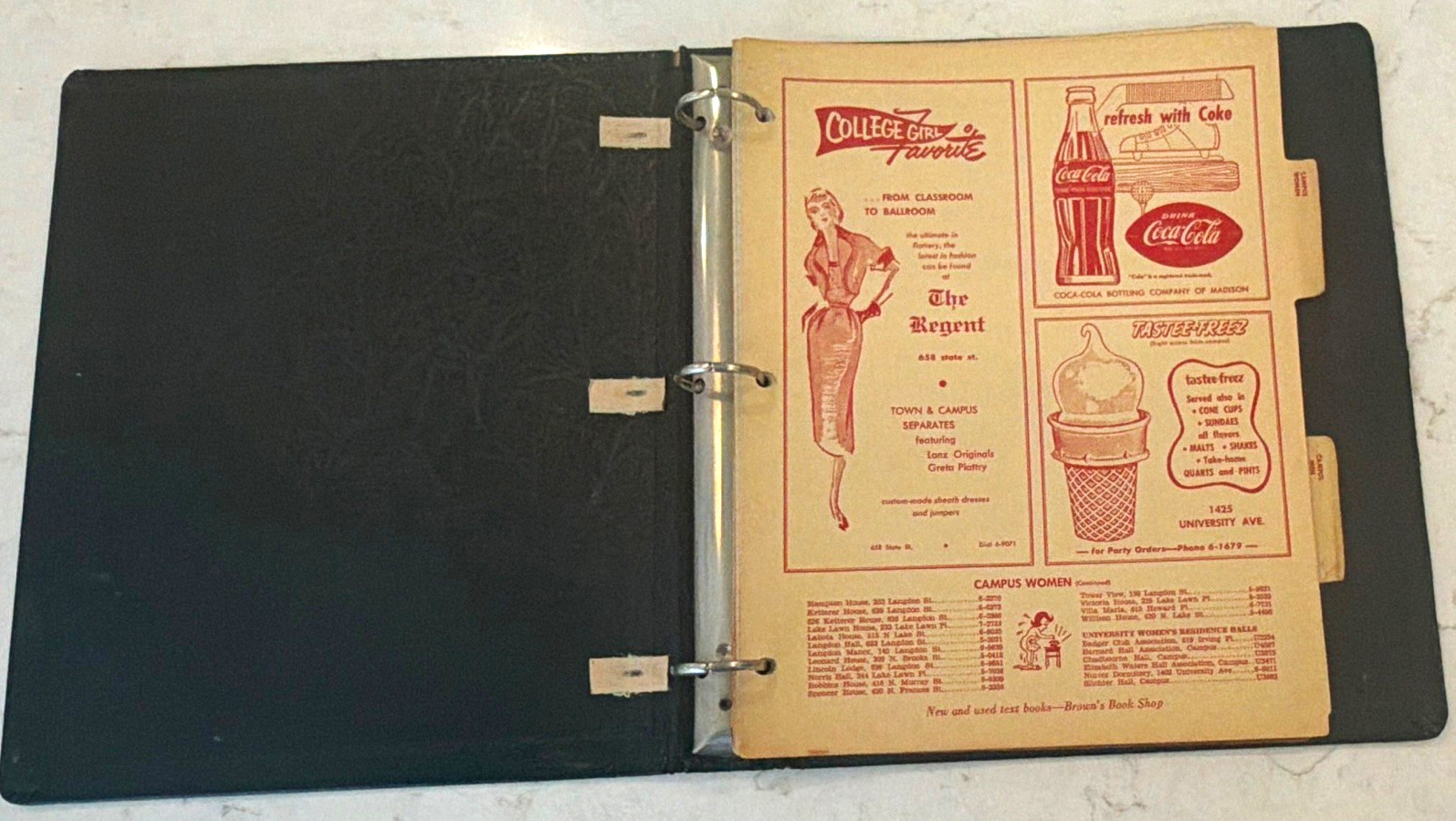 Vintage 1953 1954 University of Wisconsin Madison Student Calendar Badgers FB
