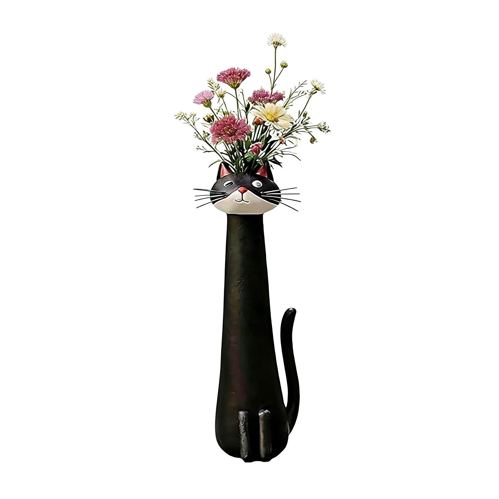 Ceramic Cat Vase Handcrafted Kitty Planter Boho Decor for Cat Lovers