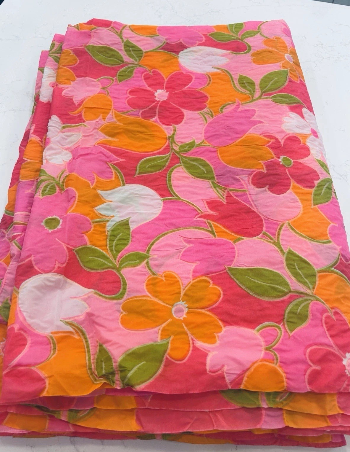 VTG 60s 70s PSYCHEDELIC FLOWER PLISSÉ FABRIC 7 YDS X 40” W CRINKLE COTTON NOS