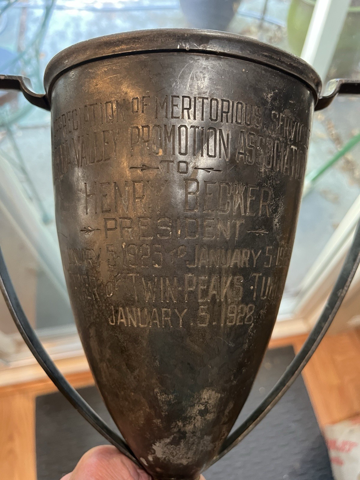 Vintage 1928 Essex Silver Plate Trophy- Henry Becker SF History