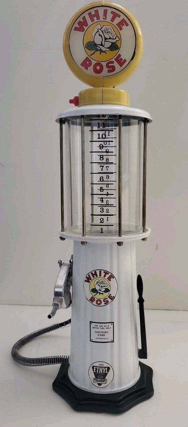 White Rose Flash Plus Gas Pump Antique