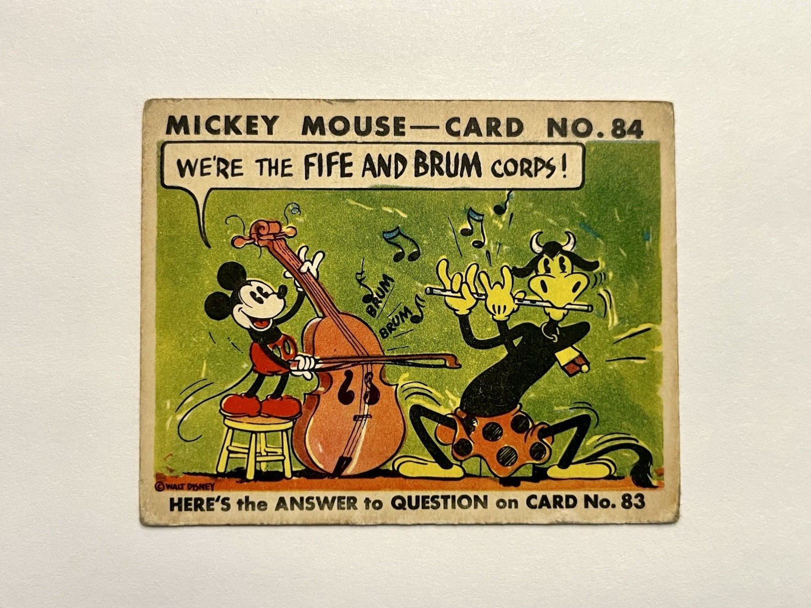 1935 Mickey Mouse Gum Card R89 TYPE 2 - #84 - RARE - Fife And Brum