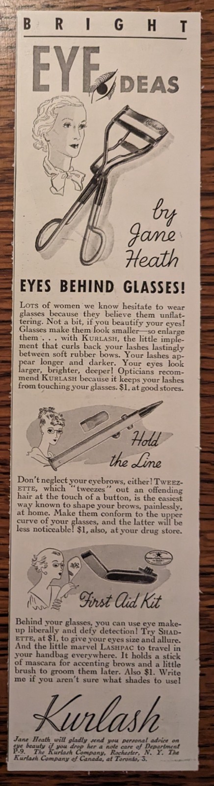 Kurlash Eyelash Curler Quarter Page 1935 Vintage Beauty Print Ad