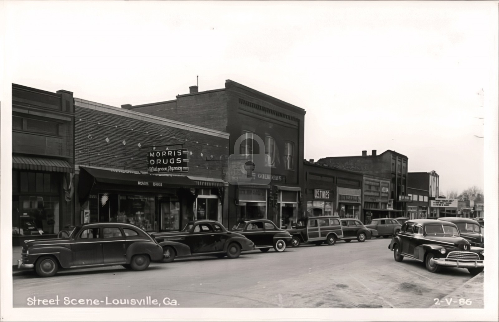 Louisville GA Street Scene Cars Storefronts Cline #2 RPPC Photo Postcard COPY