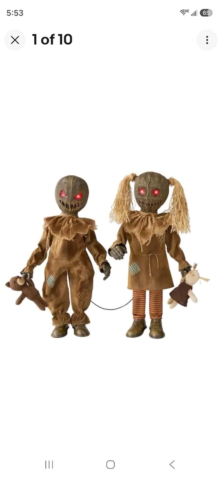 3 FT Burlap Twins Animated LED Halloween Animatronics Horror Scary Props NIB