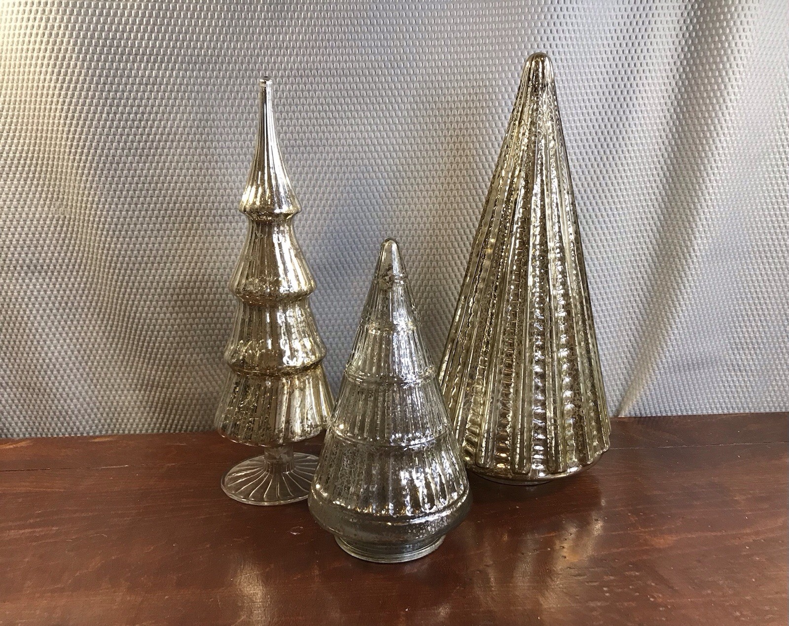 Lot of 3 -  Mercury Glass Christmas Trees Tabletop Holiday Decor Vintage