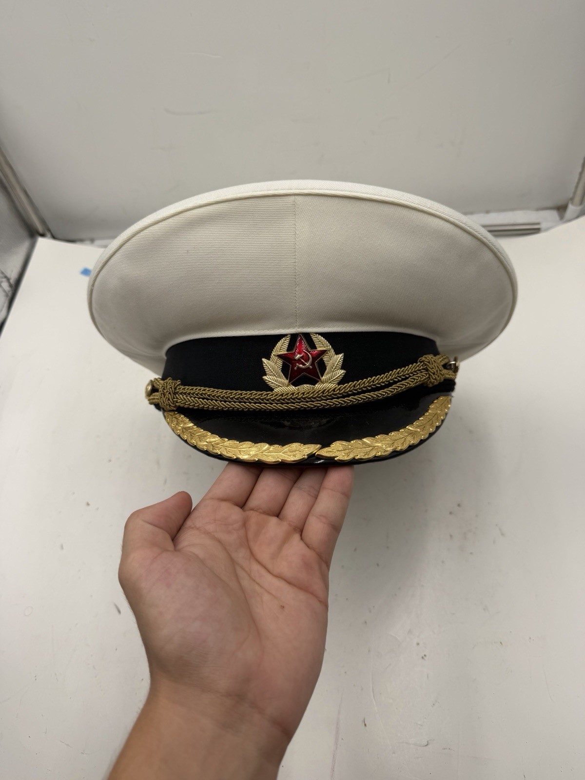 Vintage Size 58 USSR Soviet Army Ceremonial Collectible 1991 Visor Army Hat