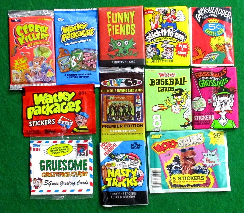 VINTAGE SEALED CARD PACKS LOT OF 12-CEREAL KILLERS-BACK SLAPPER-FUN FIENDS-WACKY