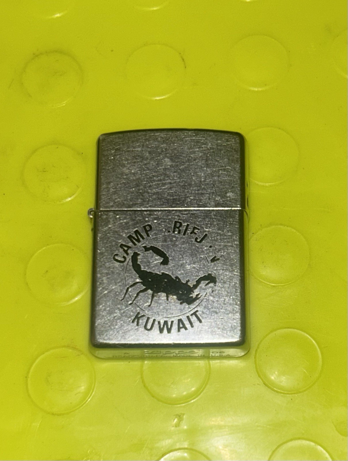 Vintage January 2006 Zippo Lighter Camp Arifijan Kuwait Military Good Cond