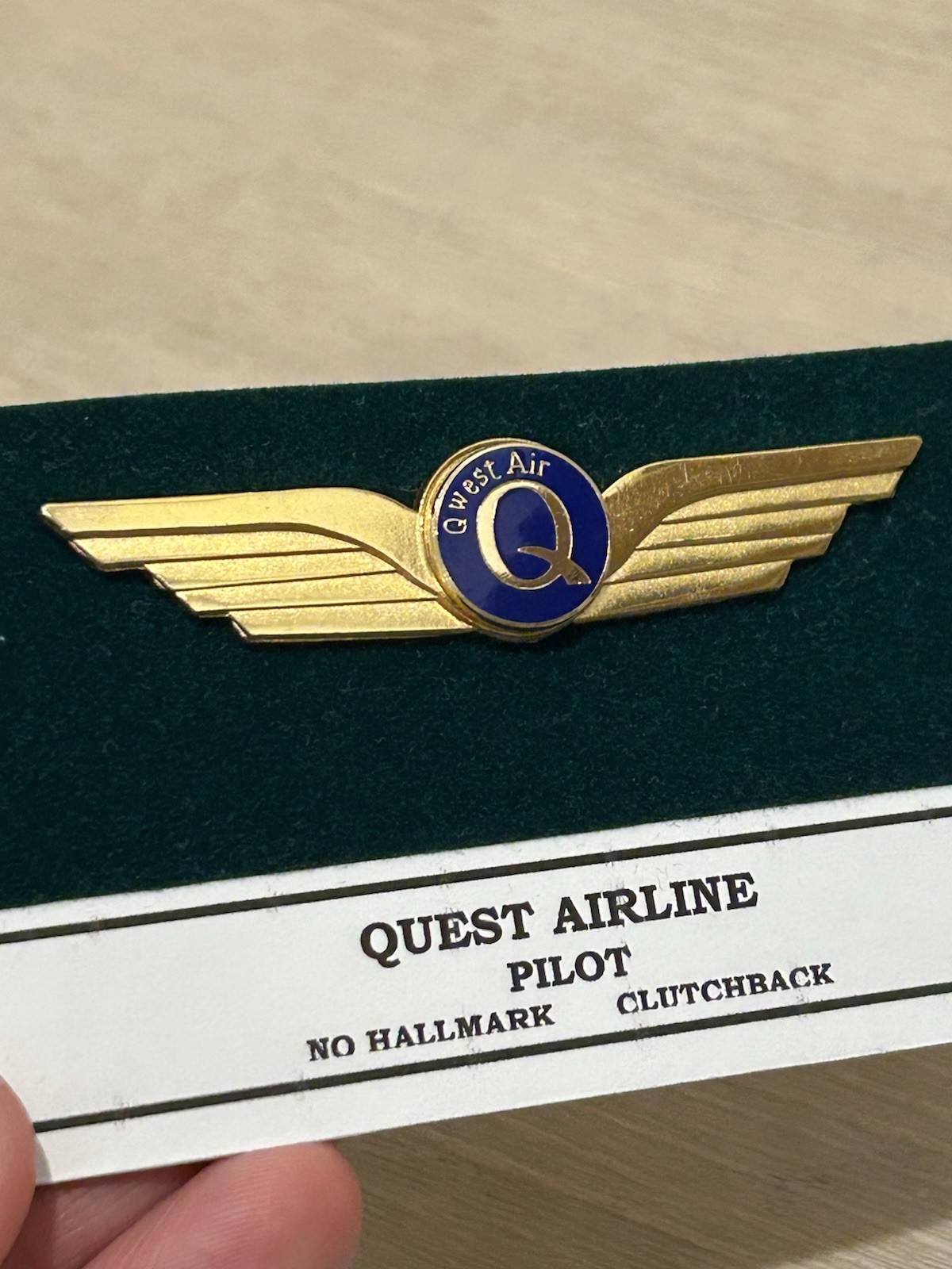 Rare Vintage Qwest Air Pilot Wings Pin Defunct 1988 Commuter Airline Insignia