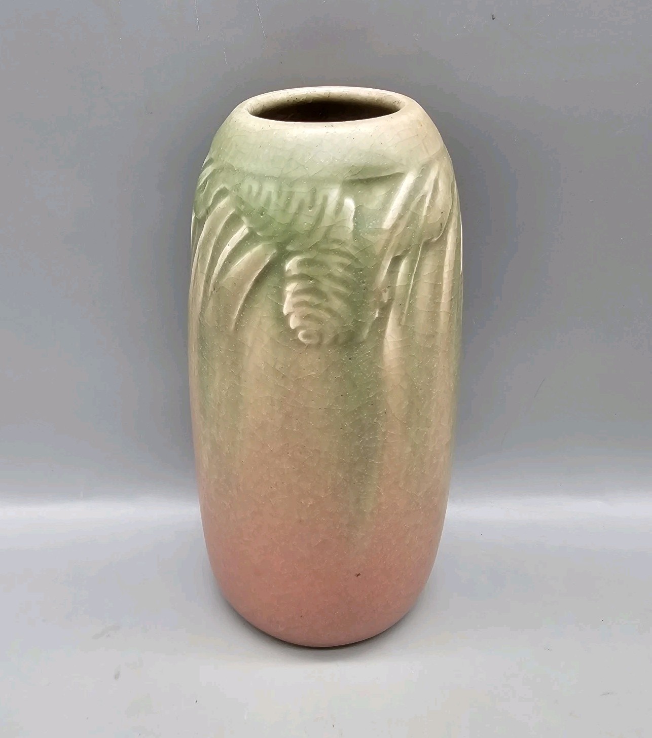 Vintage Rookwood Pottery Pinecone Vase 1917 #1889 Pink & Green 6.25\