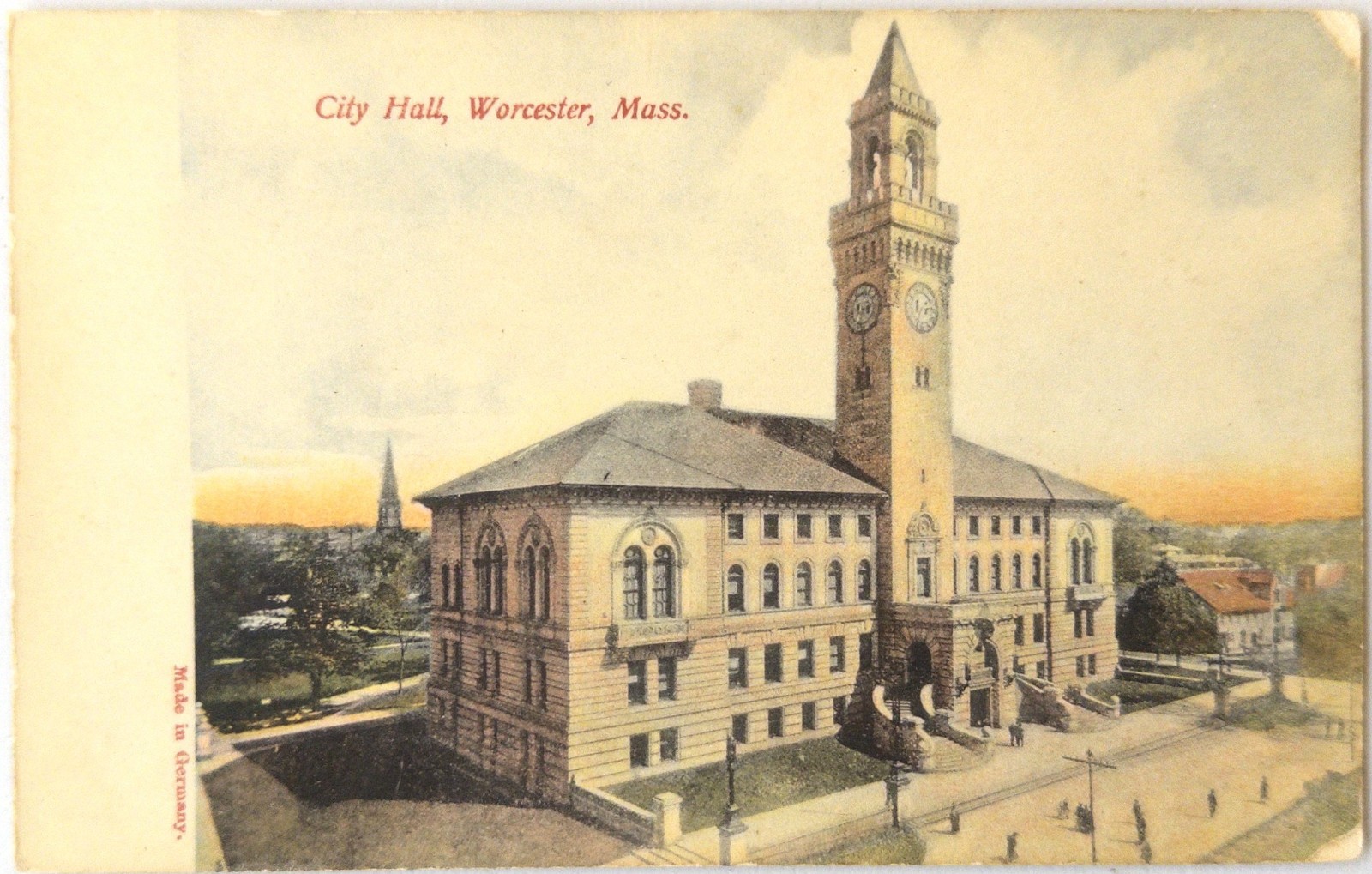 Worcester, MA - Massachusetts Antique City Hall Postcard 1900s