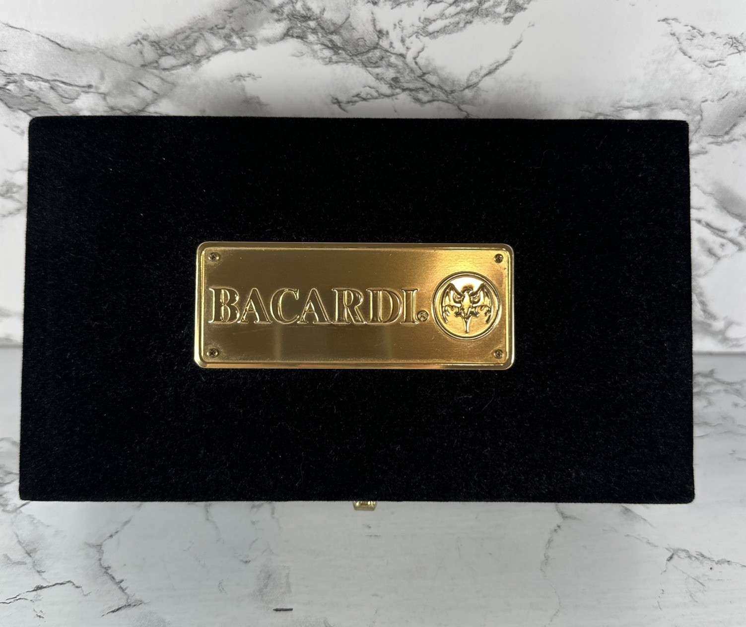 Vintage Bacardi Rum Advertising Double-Six Set 28 Dominoes Spinners Velvet Case