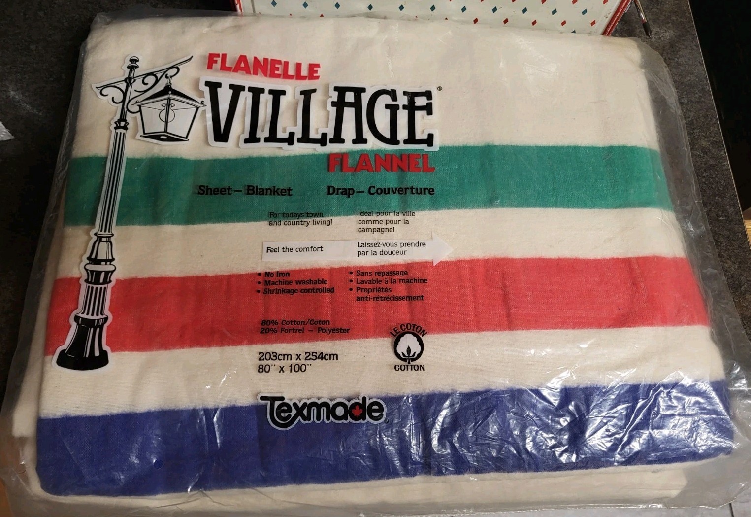 Vintage Texmade Flannel Bracket In Package 3 Stripe 1960s Beautiful 80
