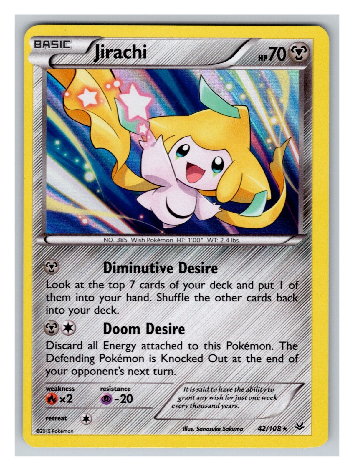 Jirachi 42/108 MINT/NM Pokemon Cards XY - Roaring Skies Holo