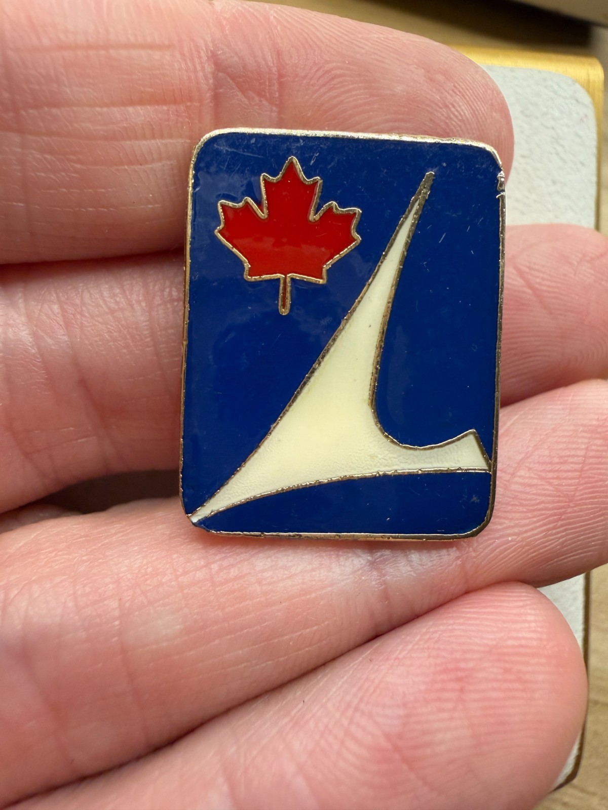 RARE Vintage Nordair Airline Lapel Pin Canadian Aviation Maple Leaf Tail Badge