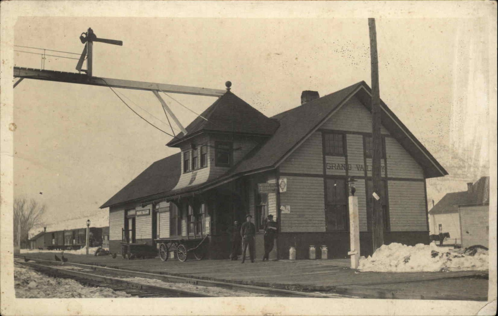 GRAND VALLEY OREGON OR Railroad Train Station Depot Antique RPPC