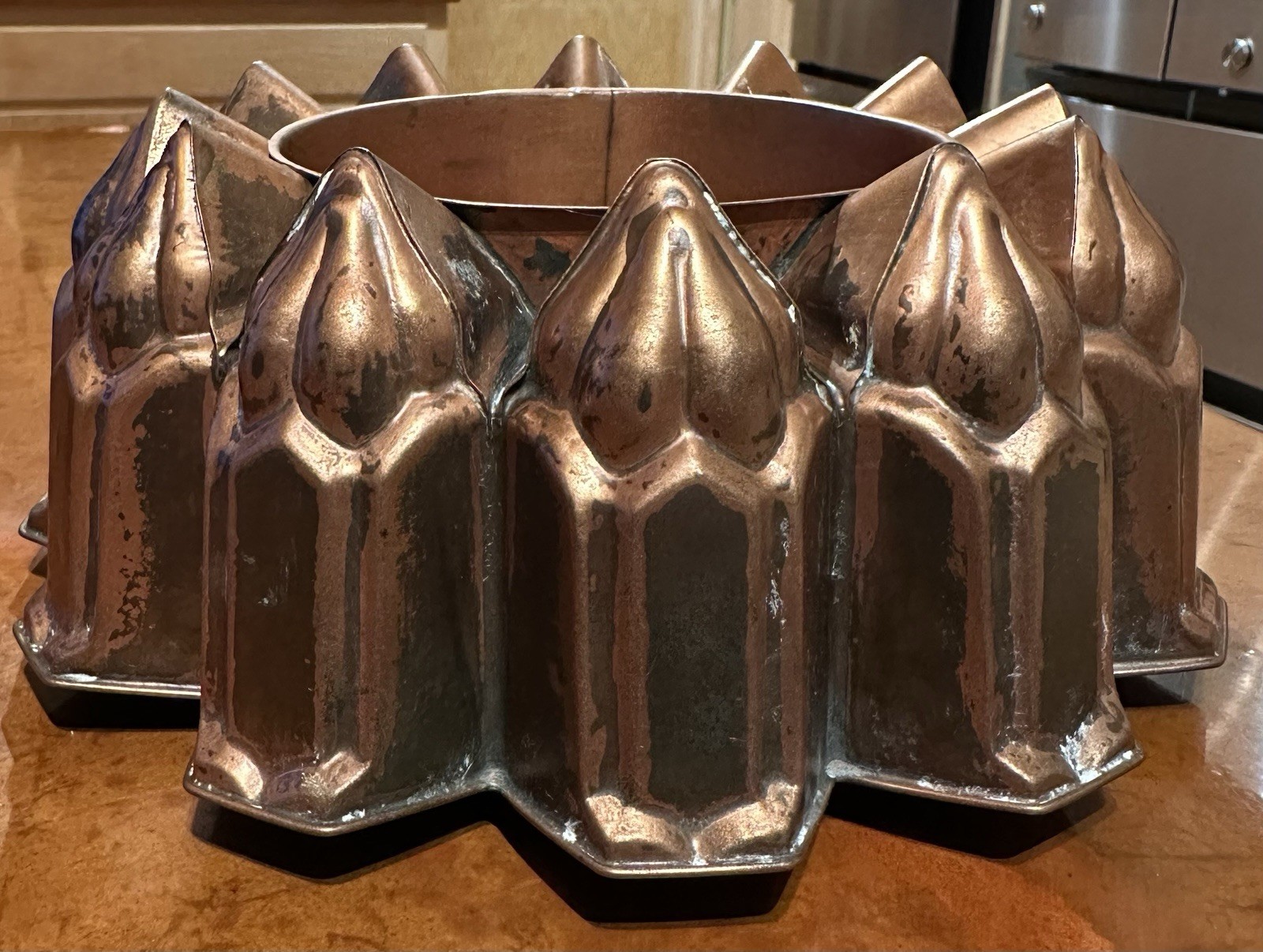 Antique Victorian Heavy Copper Castle Jelly Mould Gothic Turret Cake Pudding Pan