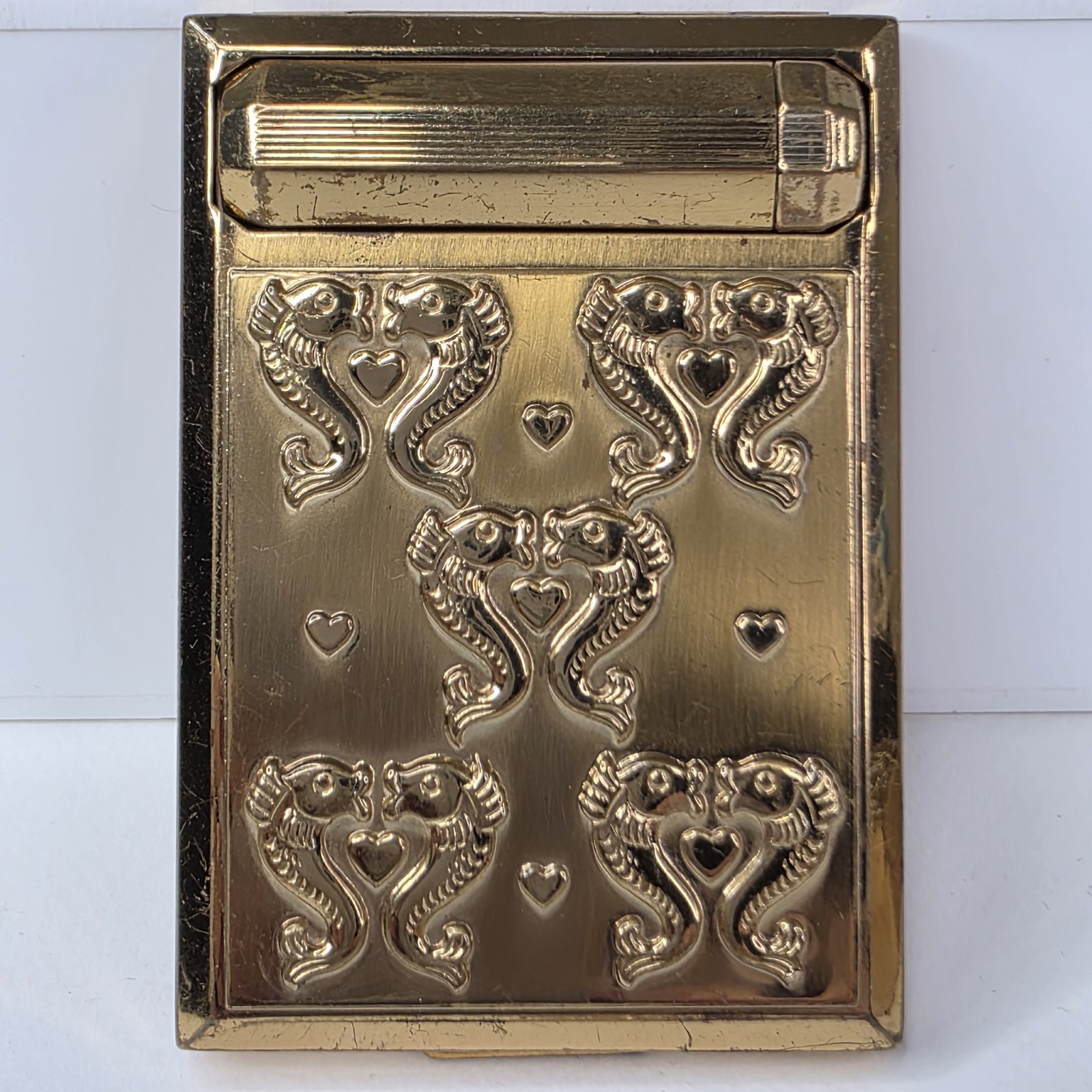 Rare Vintage 1930s Richard Hudnut Kissing Fish Triple Compact Lipstick Blush
