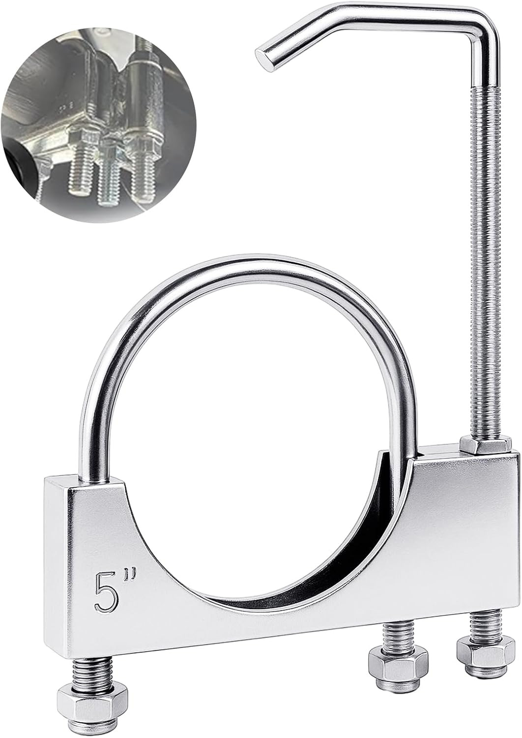 2 Pcs 5 Inch Universal Exhaust Clamp with Hanger