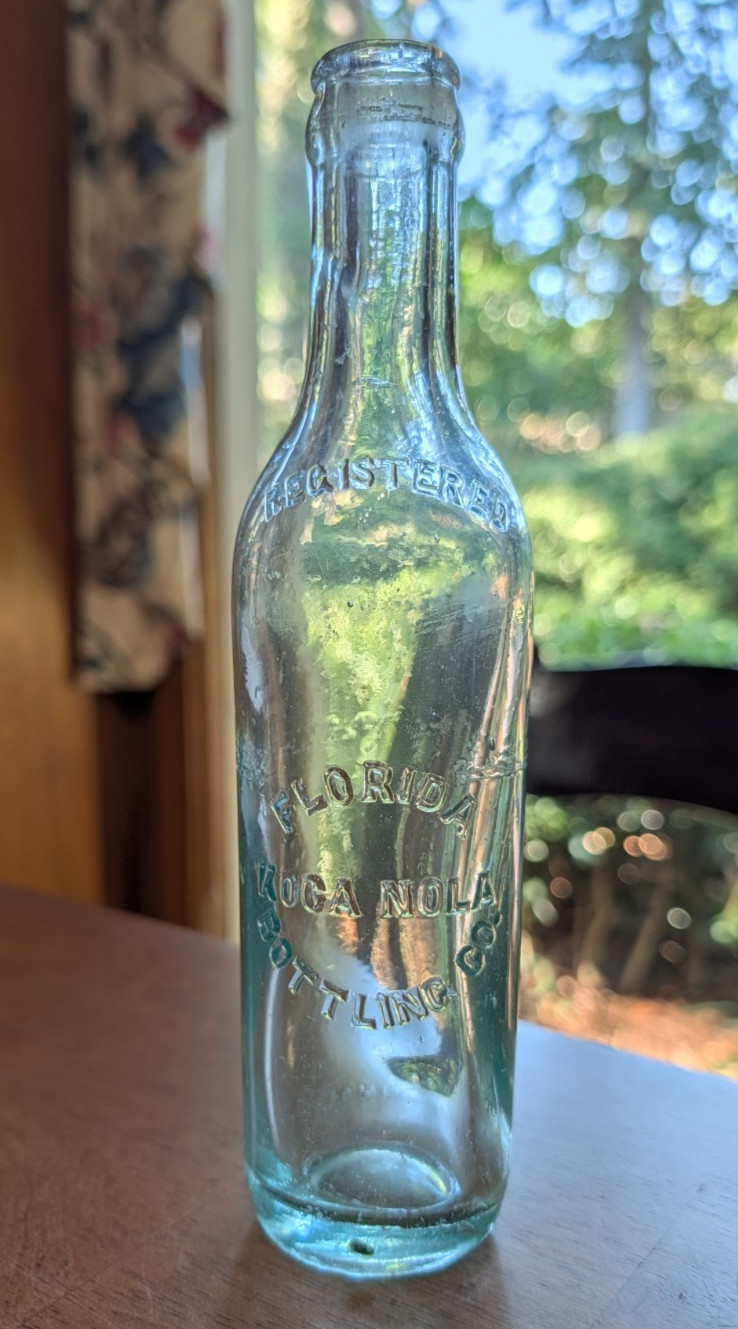 VINTAGE Sea Blue Koca Nola, Florida Bottling Co, Tooled Top Circle Slug Soda