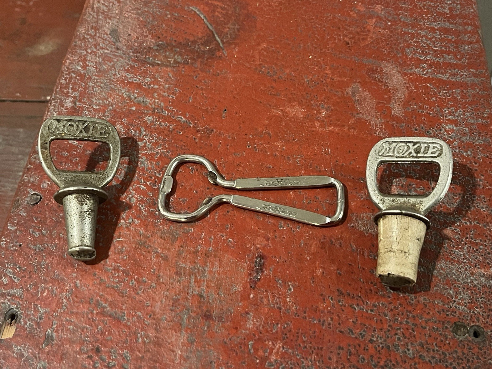 Antique 1900’s Lot Of Moxie Bottle Stoppers & Opener Soda Advertising