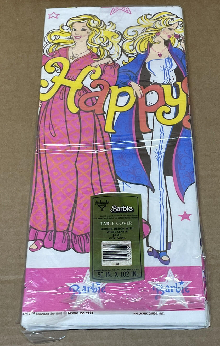 1978 Hallmark BARBIE Happy Birthday Table Cover 60” X 102” RARE NOS Made USA