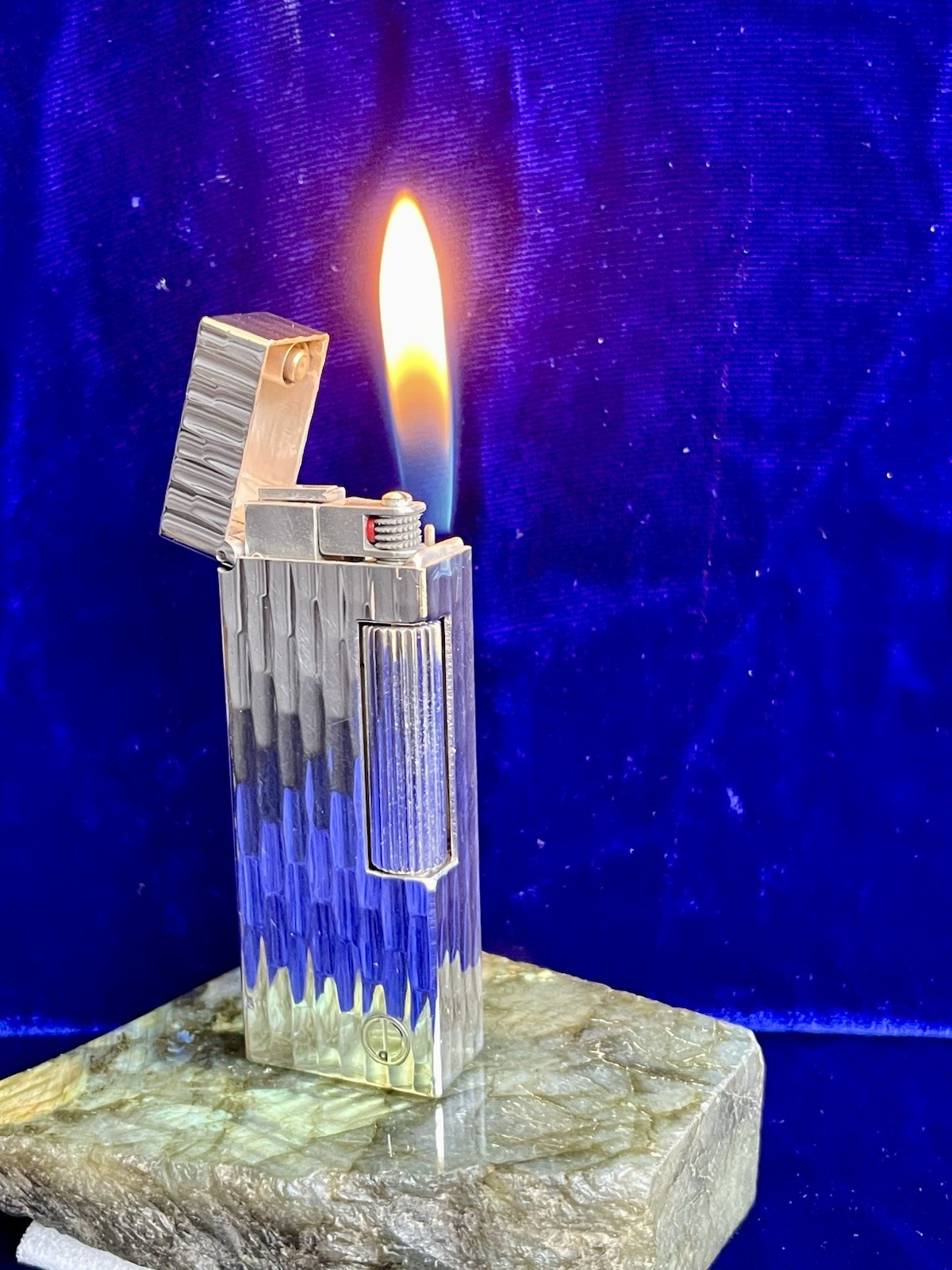 Dunhill Lighter Vintage Silver Rollagas Bamboo Mint Condition Work Year Warranty