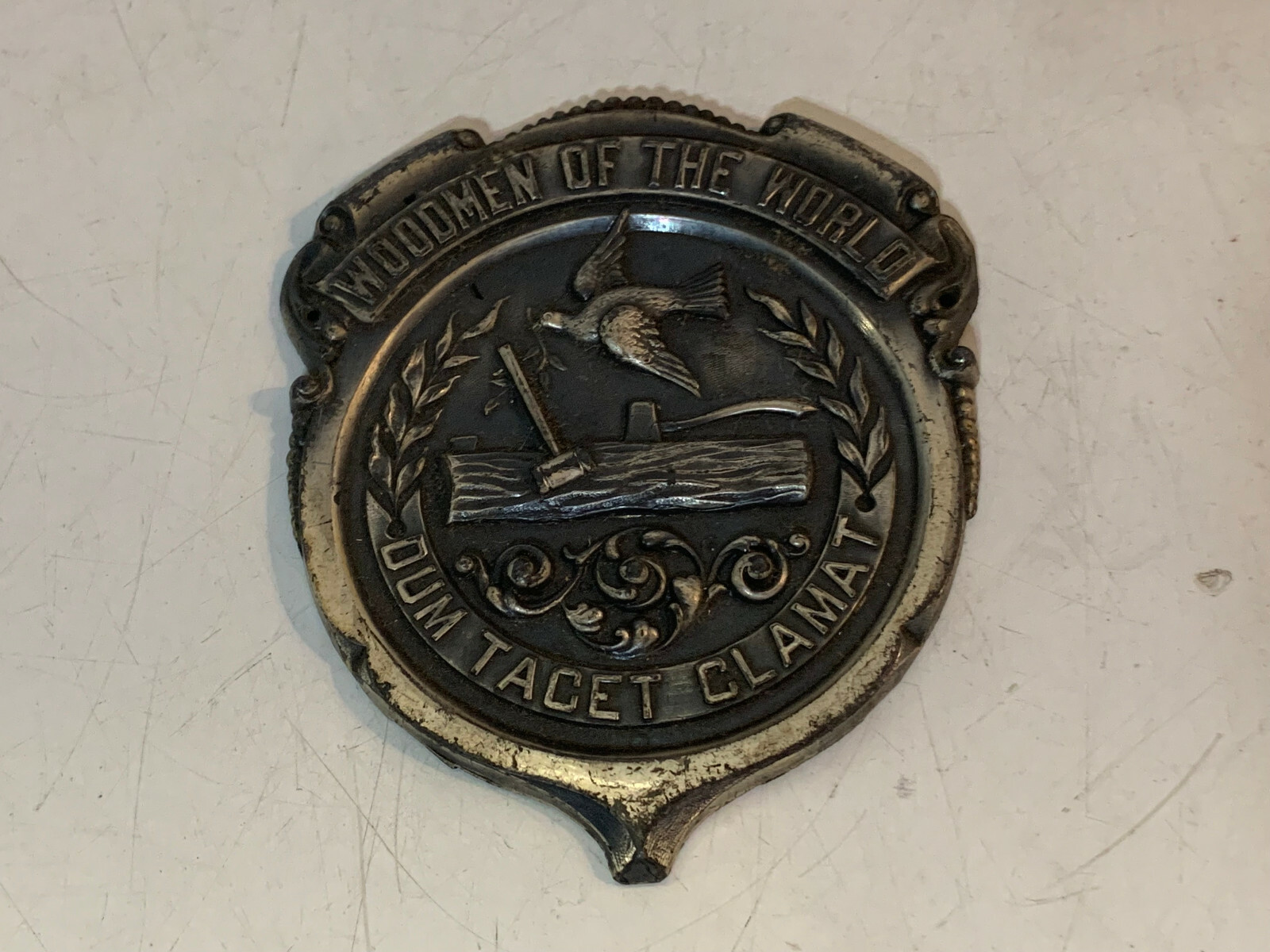 Vintage WOW Woodmen of the World License Plate Topper Badge