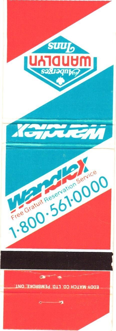 Wandlex Auberges Wandlyn Inns Canada Vintage Matchbook Cover Late 1970s