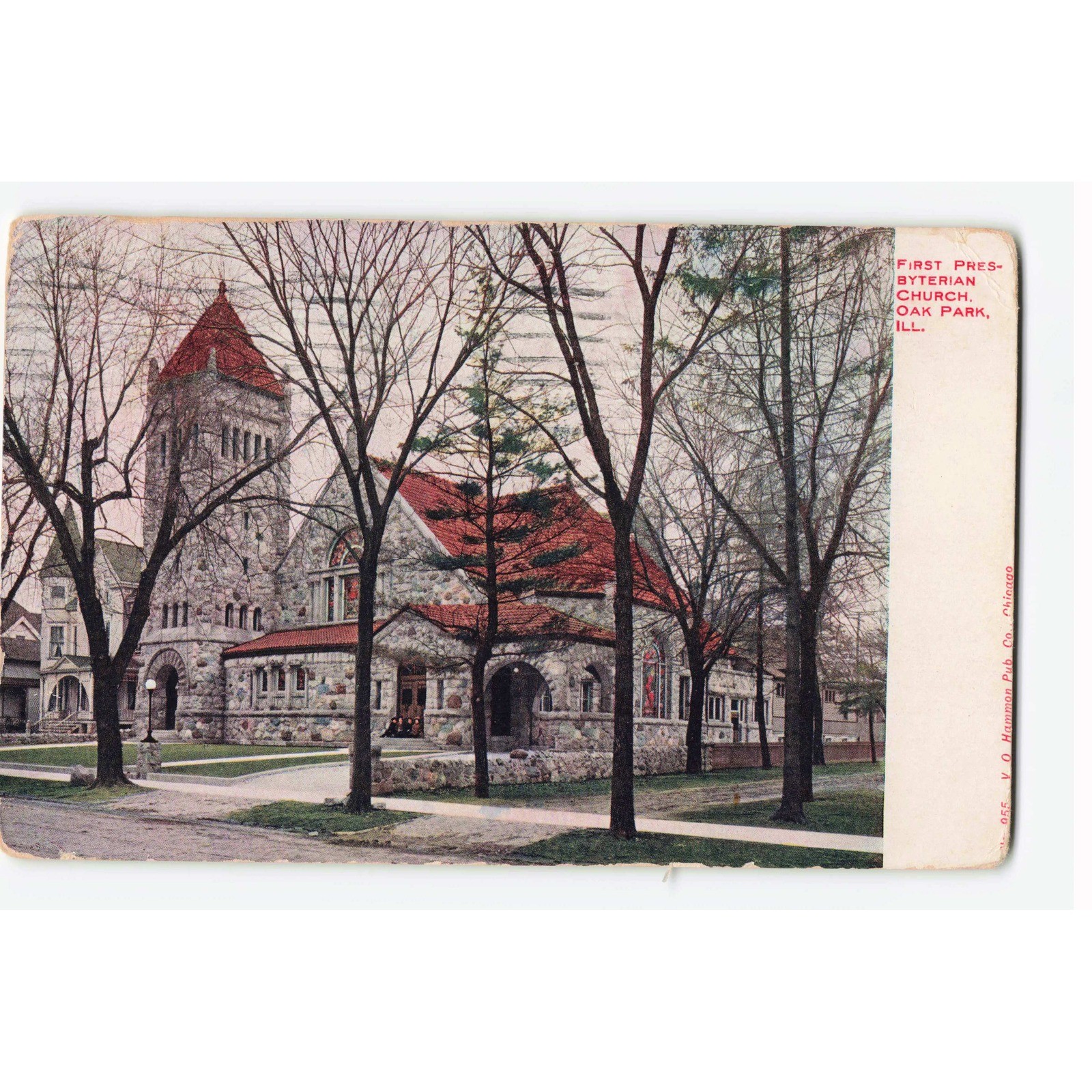 1914 First Presbyterian Church Oak Park Illinois IL Postcard VO Hammon Chicago