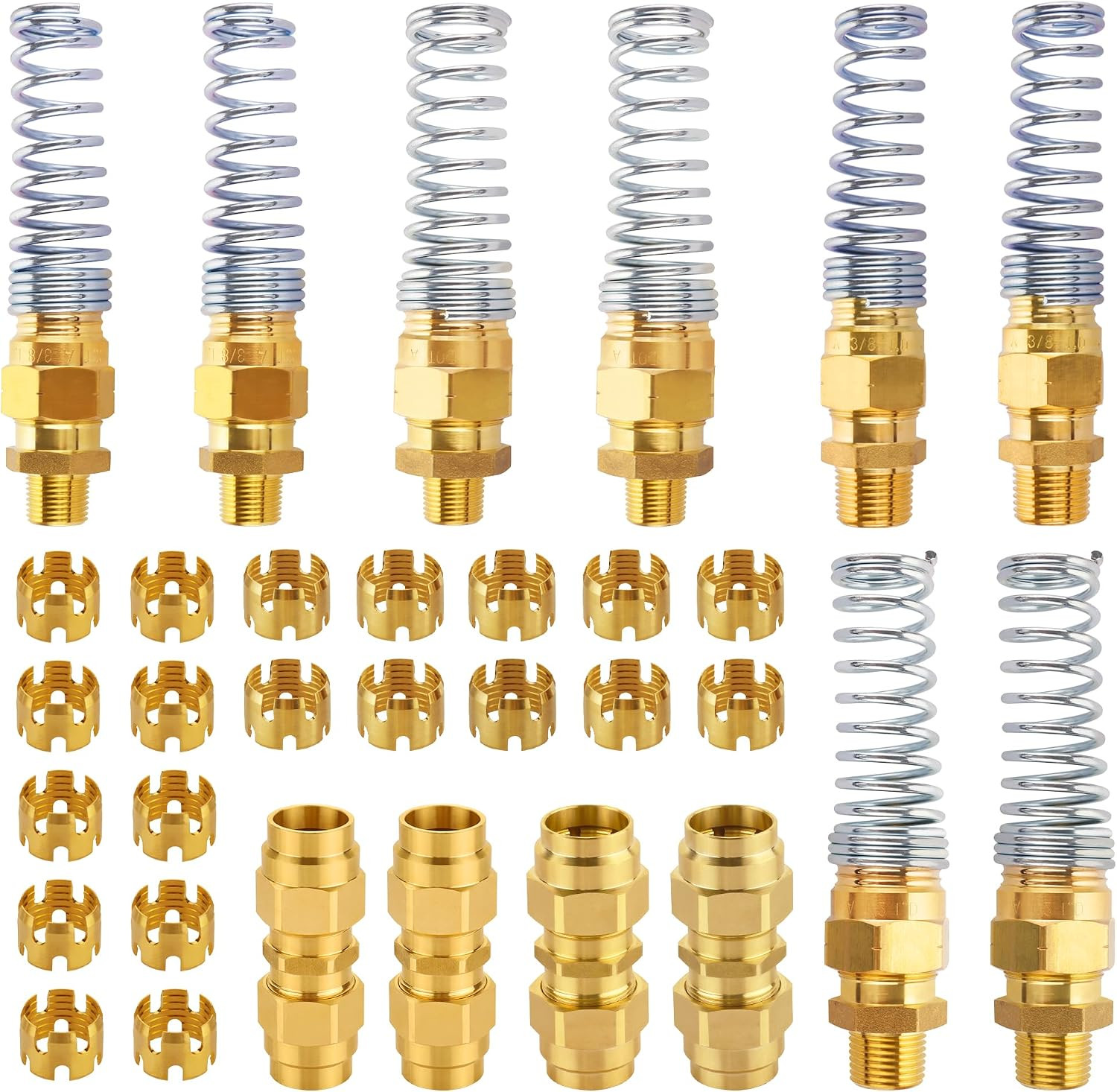 32PCS Brass DOT Air Brake Hose End Fitting Assortment Kit for Replacement