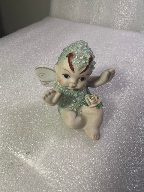 Vintage Japan Bisque Sugar Baby Pixie Fairy - Green 1950’s-#A3