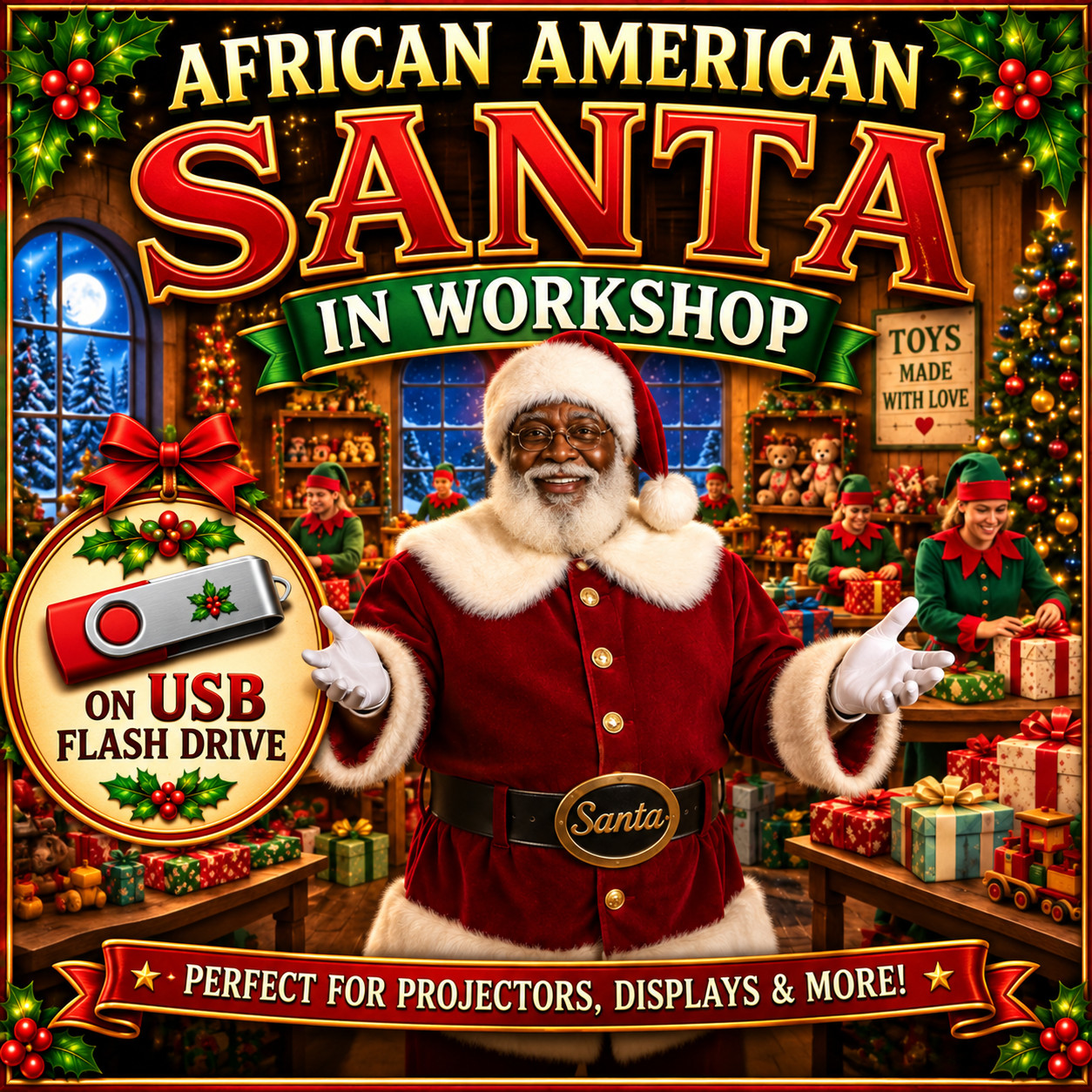 VIRTUAL SANTA - Santa in His Christmas Workshop – USB Flash Drive