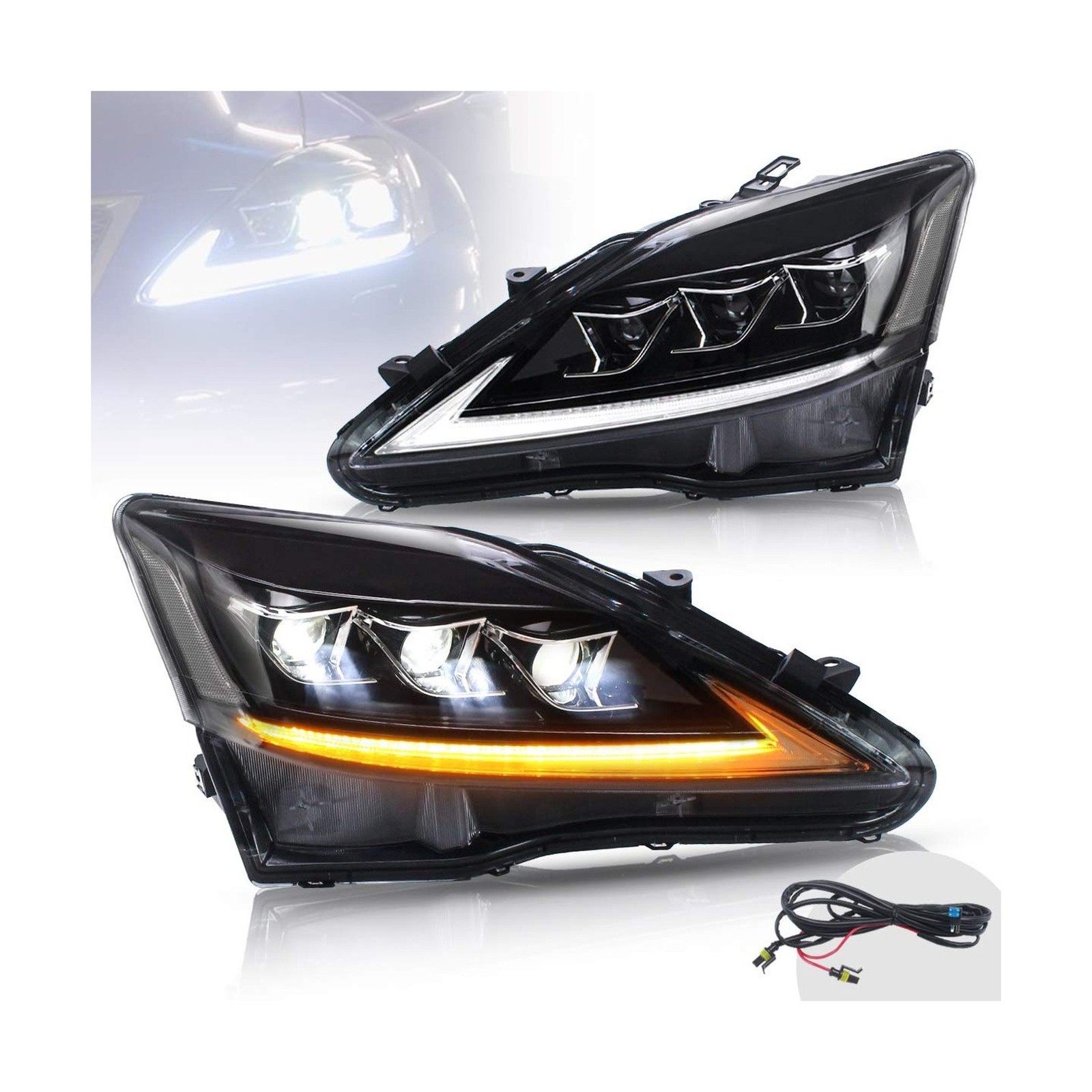 VLAND Full LED Headlights for [Lexus IS250 IS350 ISF IS 220d 2006 2007 2008 2...