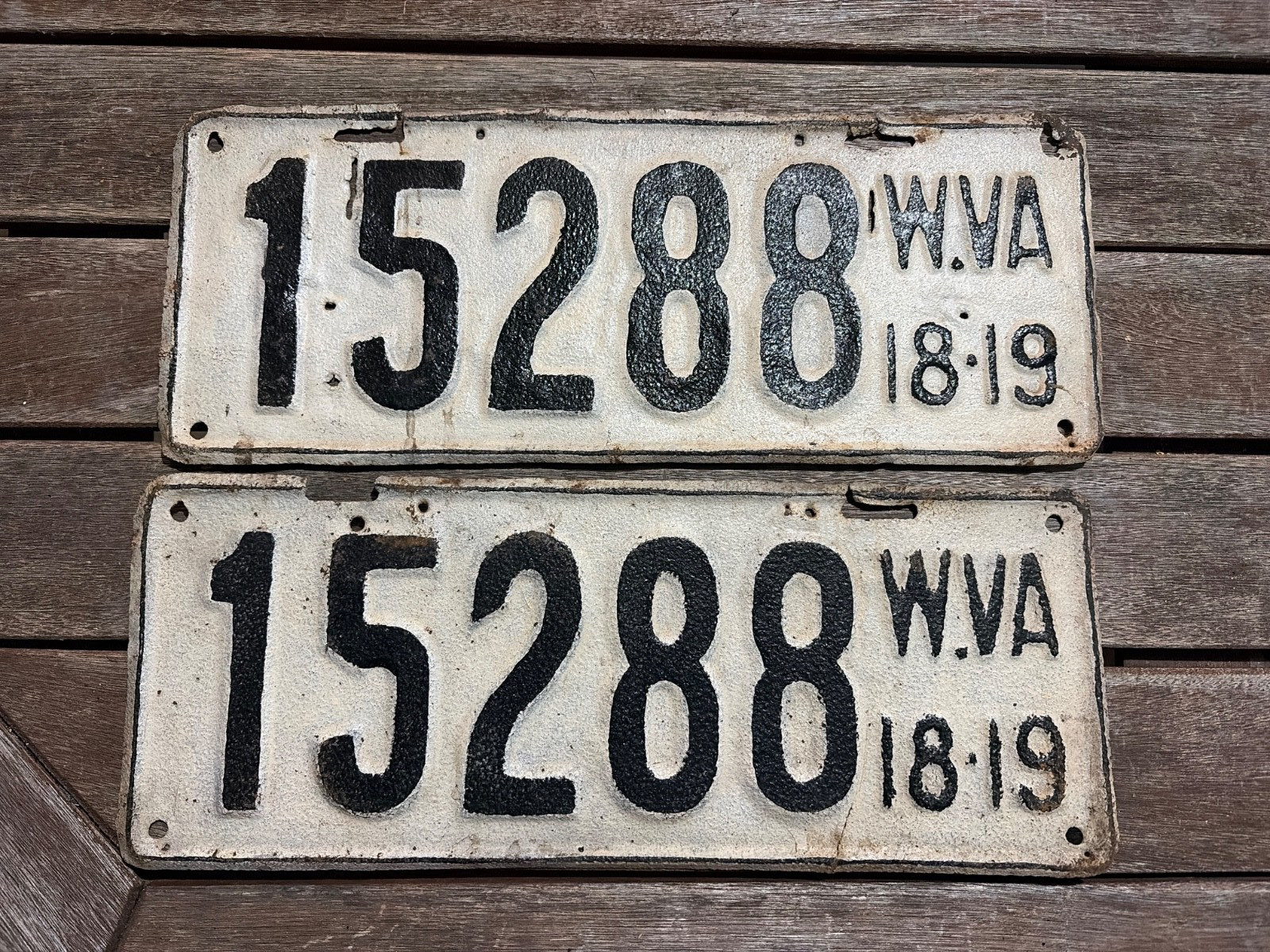 1918-19 West Virginia  License Plate Pair 15288