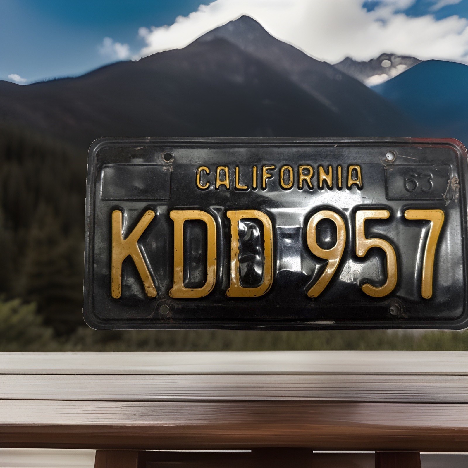 vintage 1963 California black-and-yellow license plate