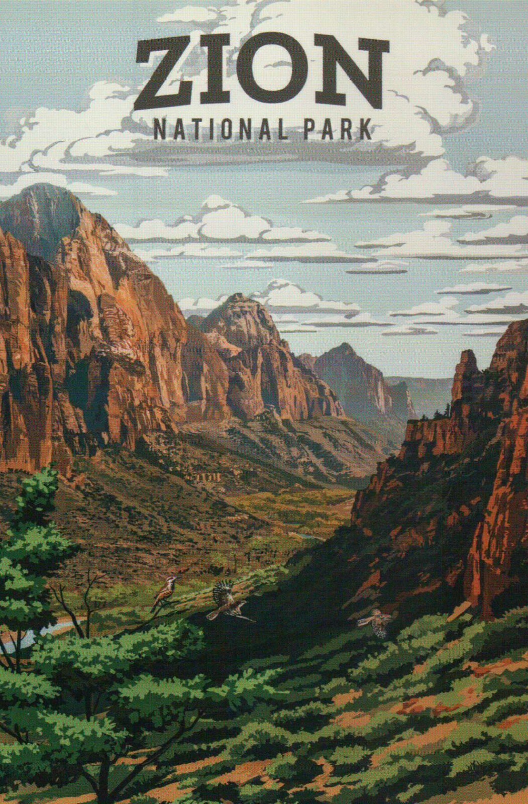 Zion National Park Utah, Mountains etc., 15th NP Est. 1919 UT -- Modern Postcard