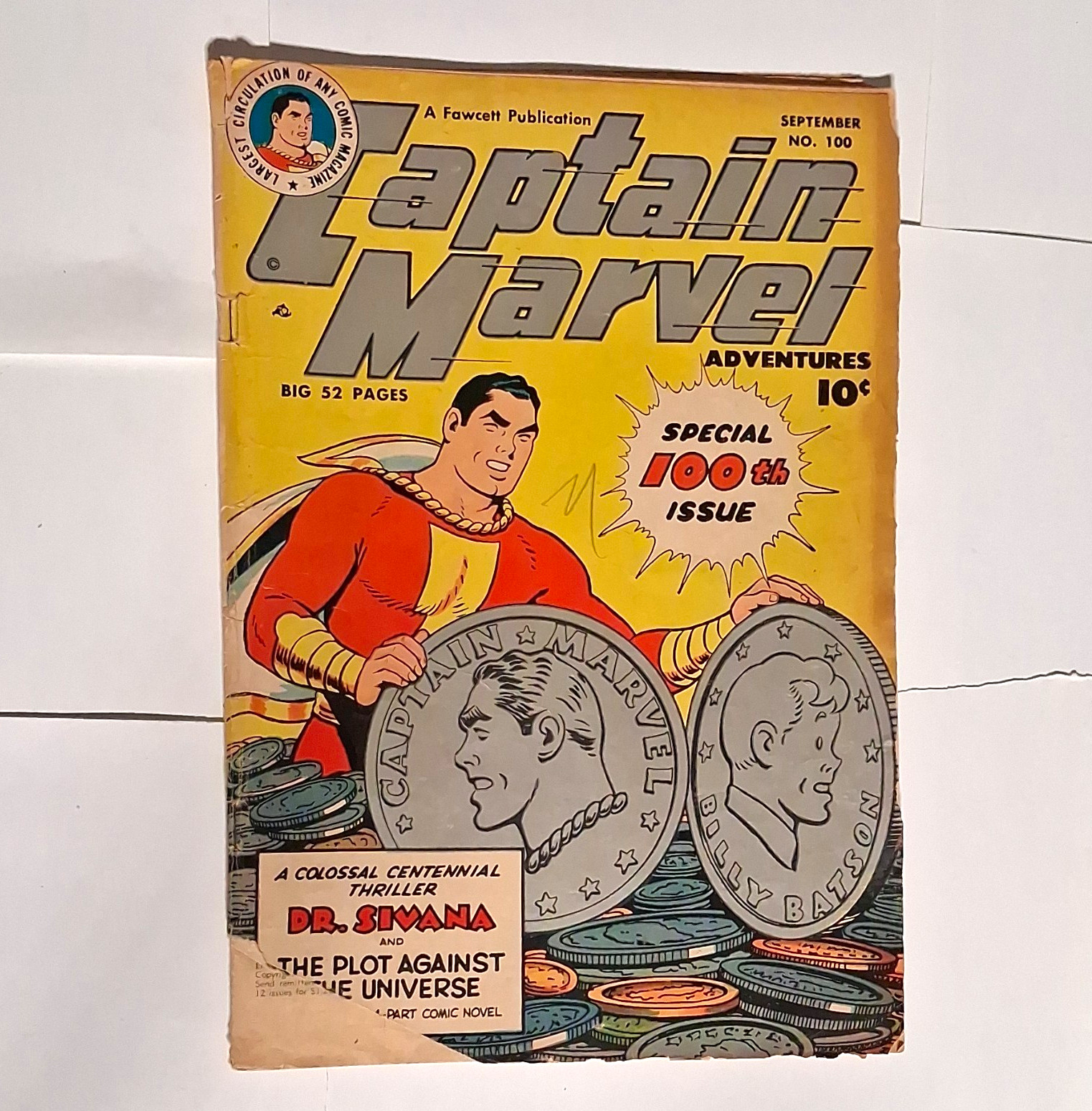 Fawcett Captain Marvel Adventures #100 Golden Age Comic Dr. Sivana