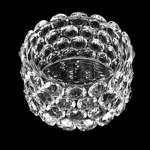 Vidali Collection Elegant Round Candle Holder Trinket Jar With Clear Jewels