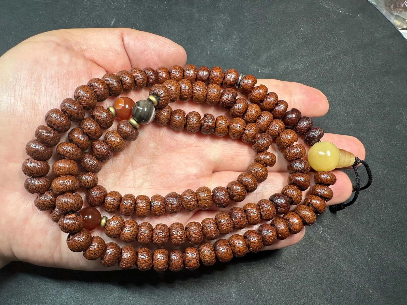 Vintage 108 Lotus Bodhi Seed Mala Necklace 30\