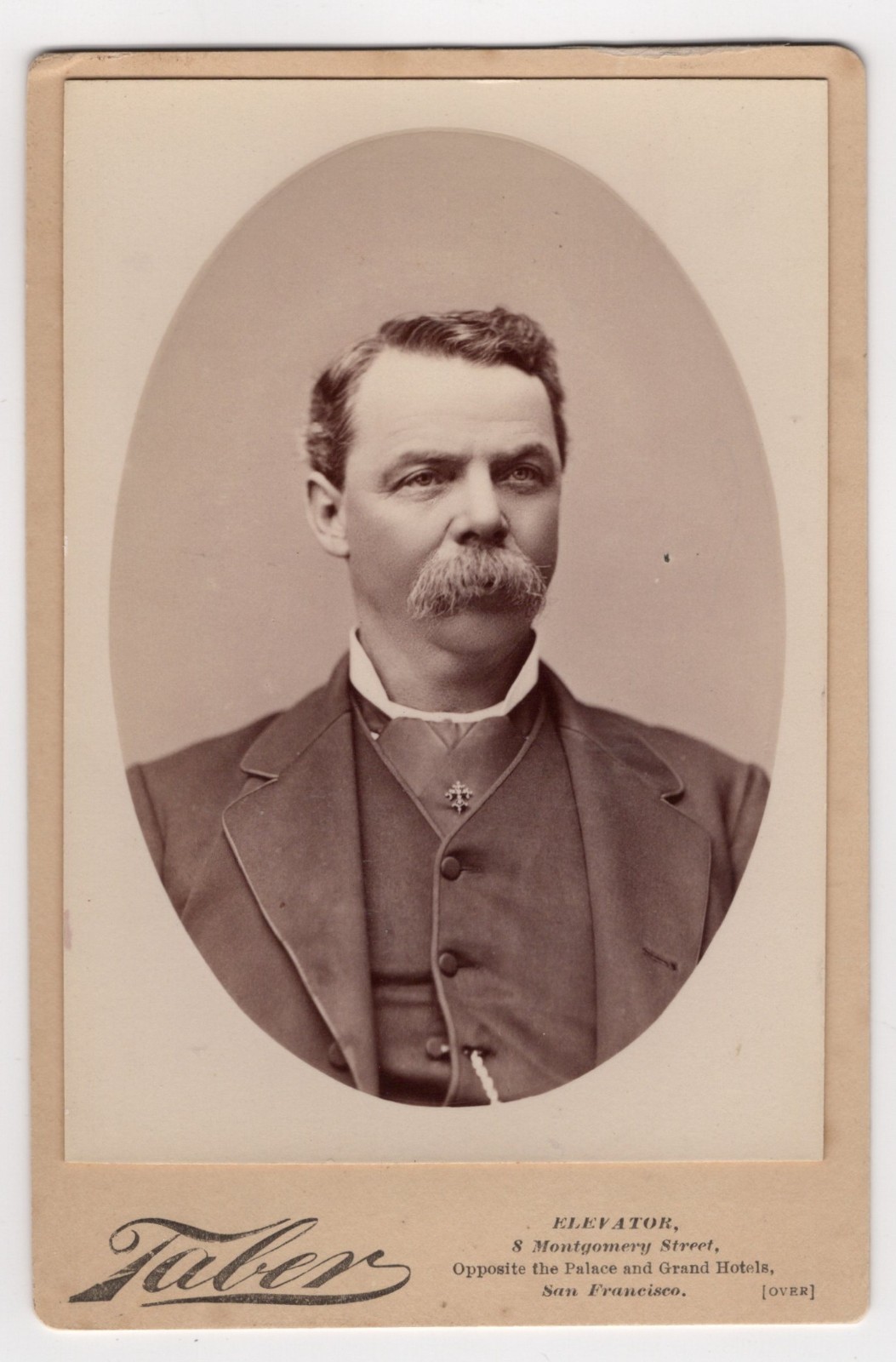 Distinguished Man : Cravat Pin : I.W. Taber : San Francisco : Cabinet Card c1885