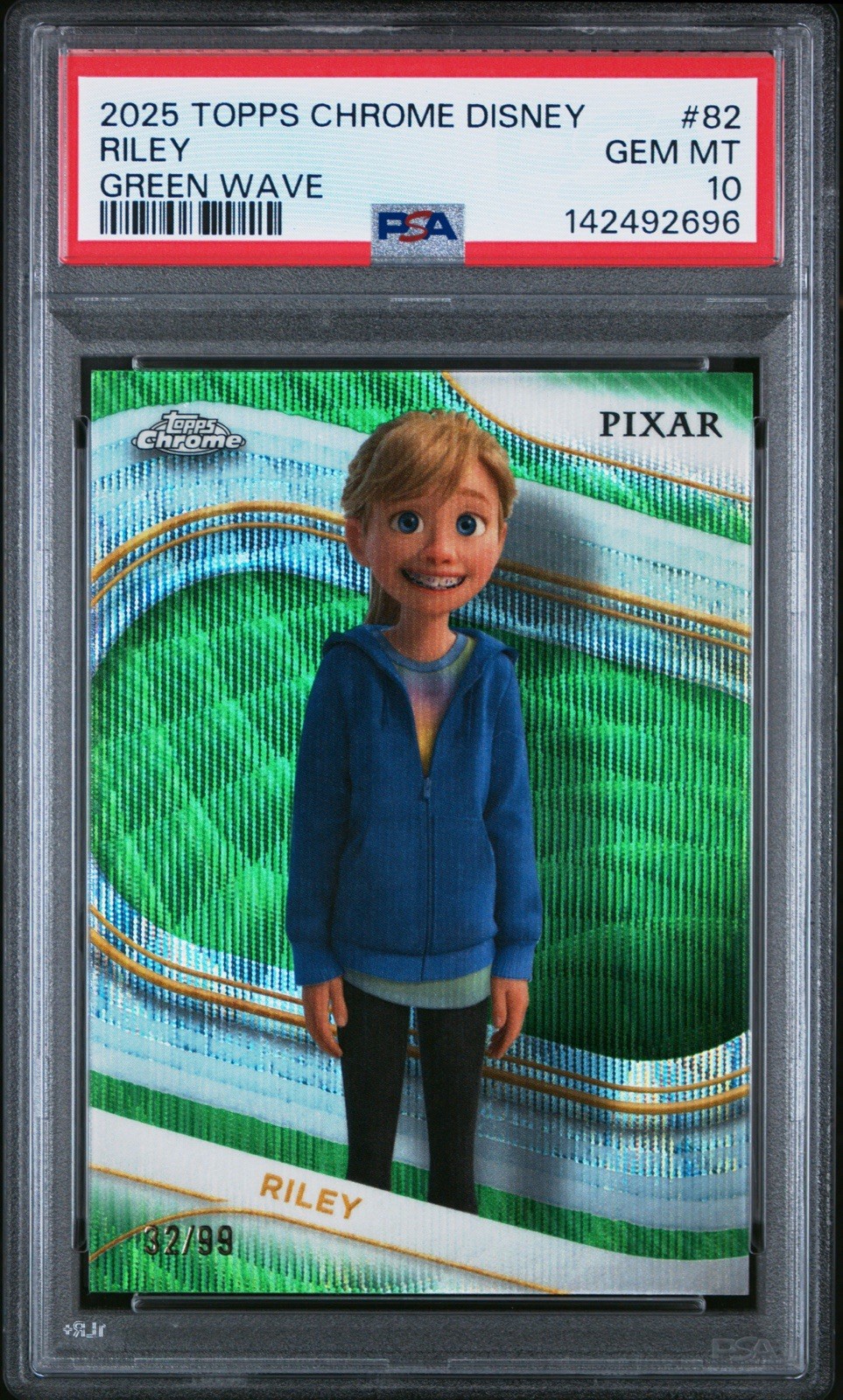 2025 Topps Disney Chrome Riley Green Wave PSA 10