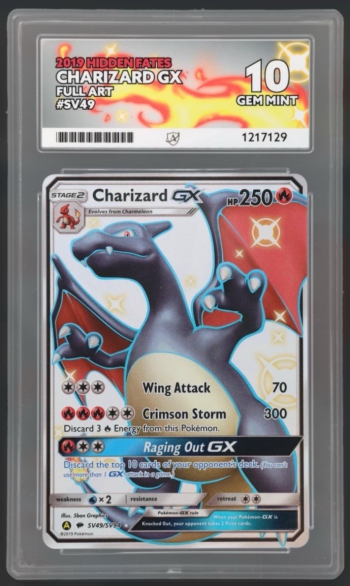 HIDDEN FATES CHARIZARD GX FULL ART HOLO #SV49/SV94 ENGLISH ACE 10