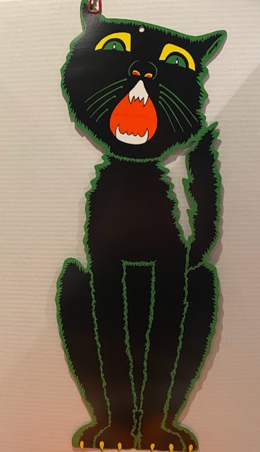 Vintage Beistle Halloween Die Cut Decoration Howlong Black Cat 23\