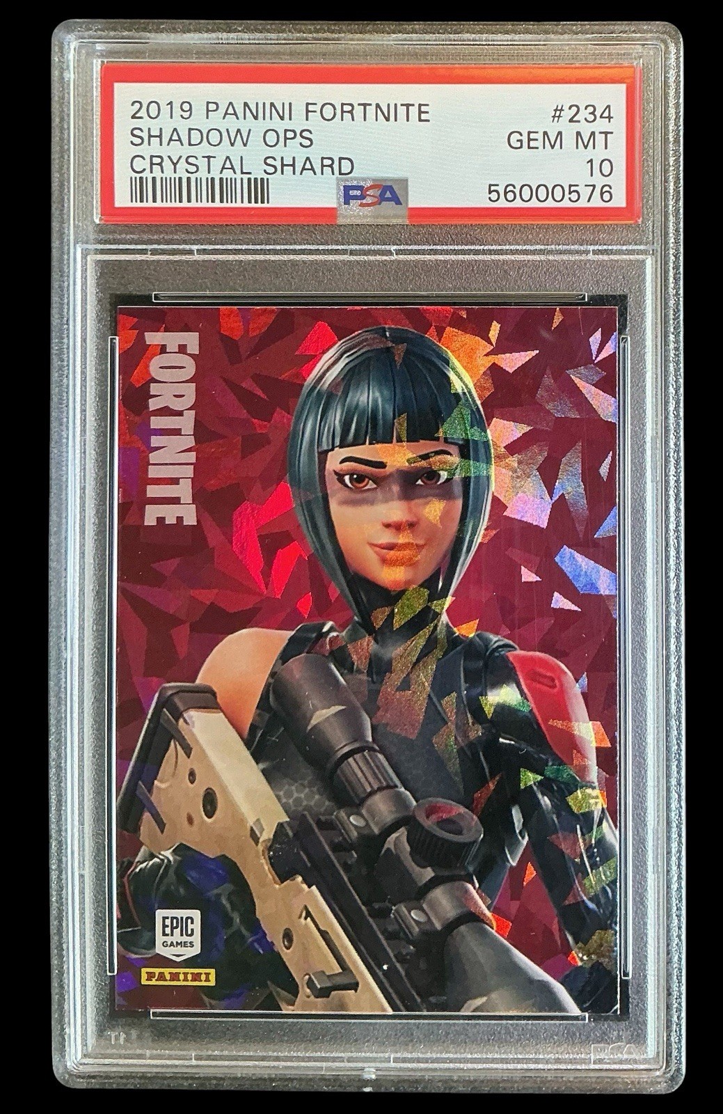 2019 panini fortnite #234 shadow ops; 1st appearance USA crystal shard PSA 10