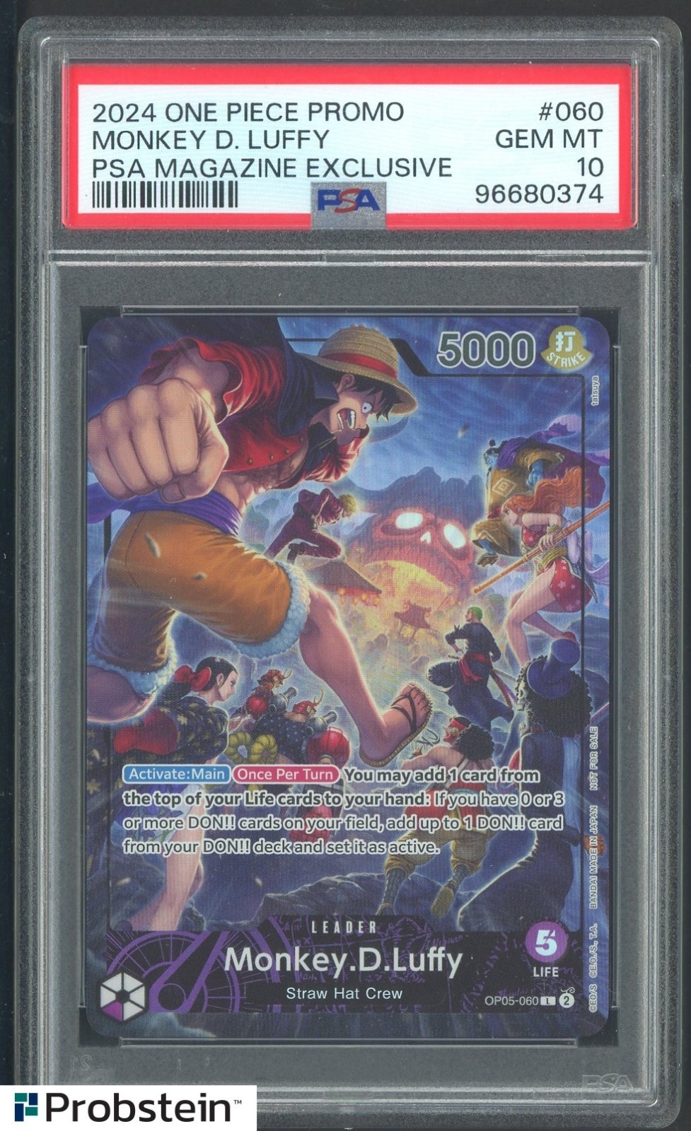2024 One Piece Promo Monkey D Luffy PSA Magazine Exclusive PSA 10 GEM MINT