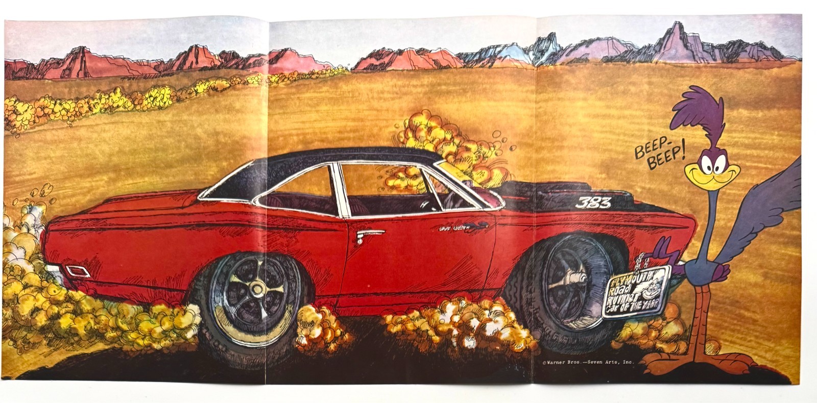 1969 Plymouth Roadrunner Tri-Fold Pull Out Original Poster Magazine 11