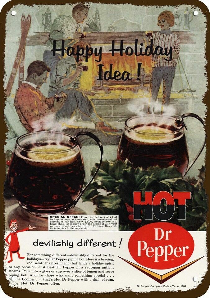 1964 DR. PEPPER Cola Christmas Vintage-Look DECORATIVE REPLICA METAL SIGN
