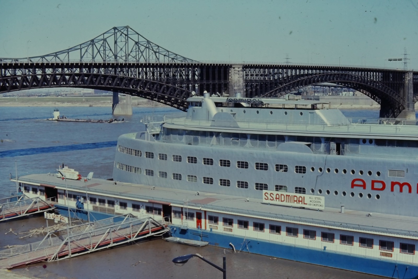 c1960's Ektachrome 35mm Slide, GERMAN MILITARY Admiral Riverboat, Eads Bridge St